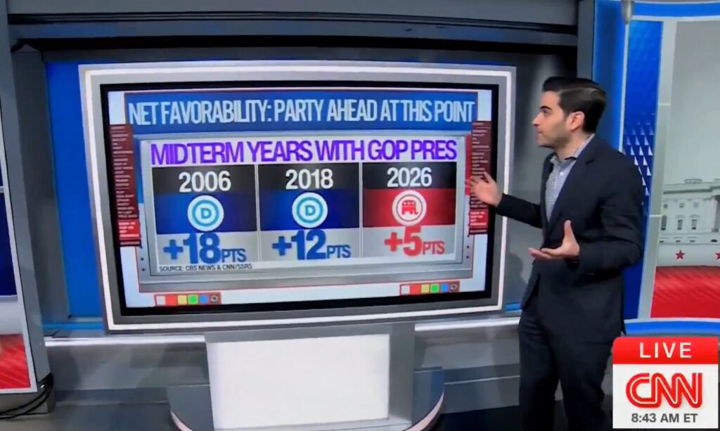 CNN analyst standing by tv screen