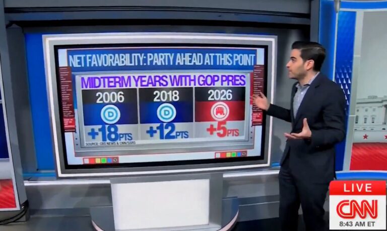 CNN analyst standing by tv screen