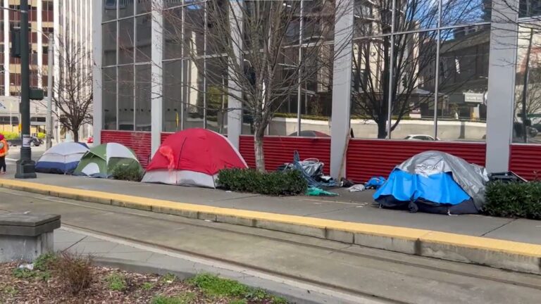 Homeless camp on the street