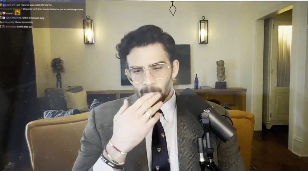 Man sitting in chair for a live stream