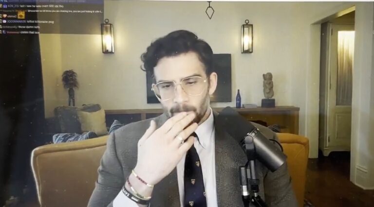Man sitting in chair for a live stream