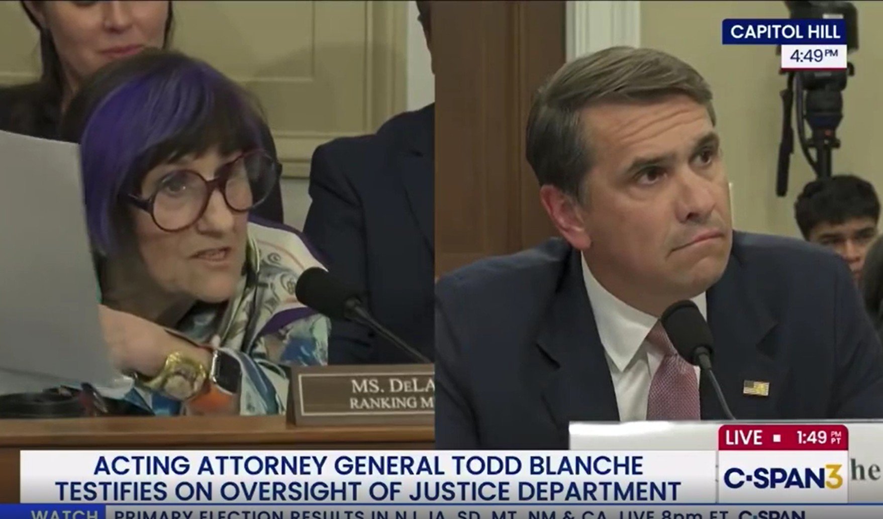 Todd Blanche and Rosa DeLauro