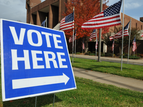 Vote Here sign