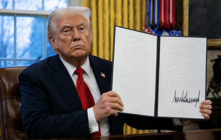 President Trump with executive order