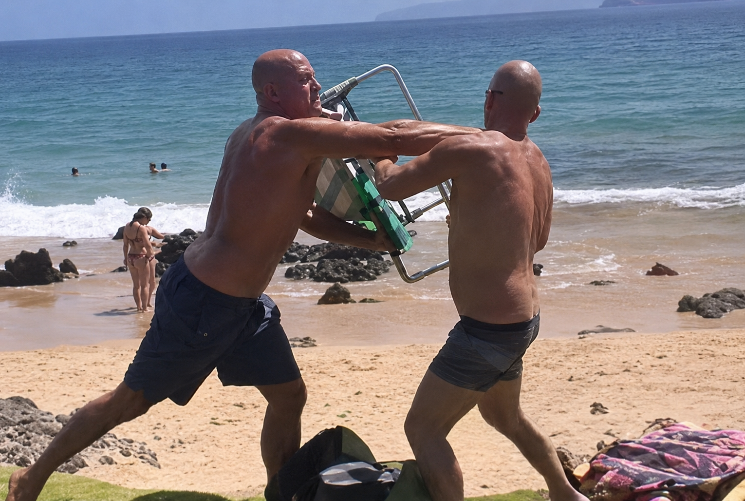 Two men fighting