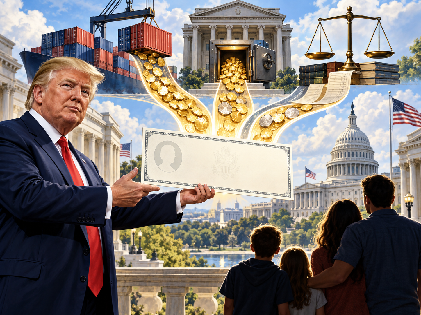 President Trump holding check