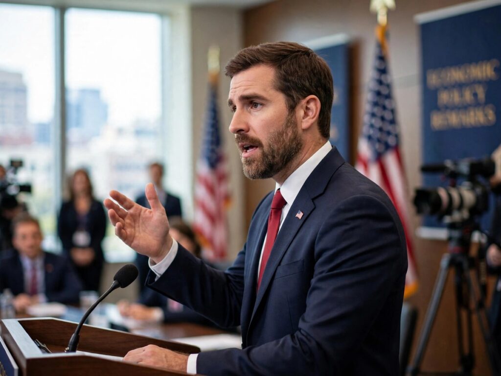 Vice President JD Vance speaking at a Kansas rally for Roger Marshall