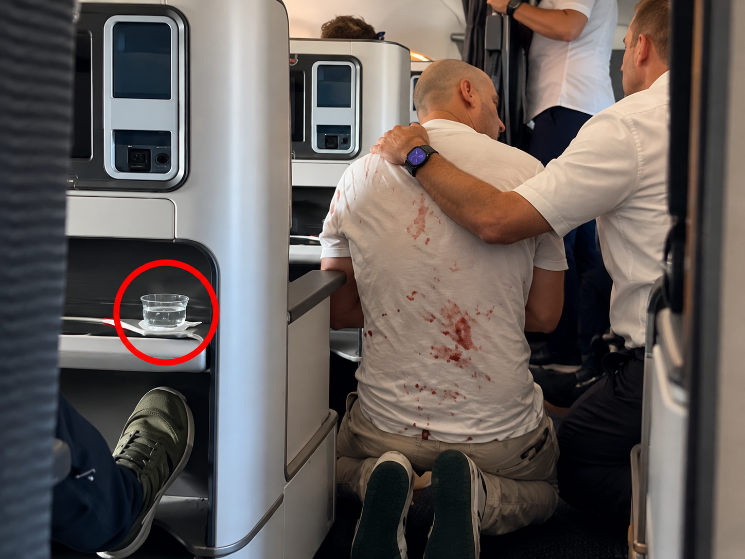In-Flight Assistance with Highlighted Water Cup